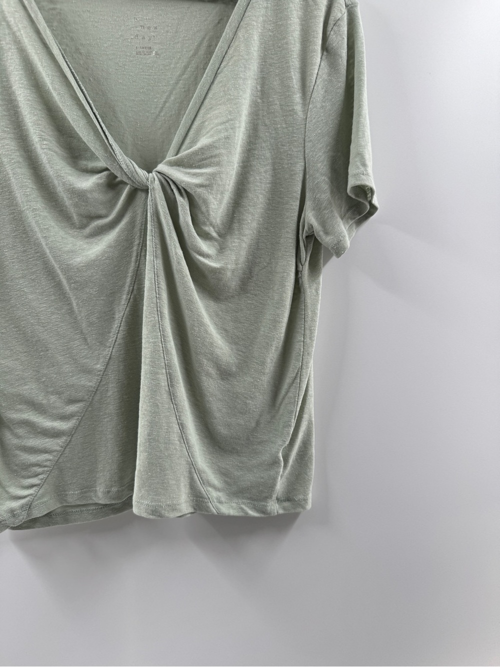 A New Day Seafoam Green Twist Knot Top Women's XL Linen Blend - Picture 3 of 8